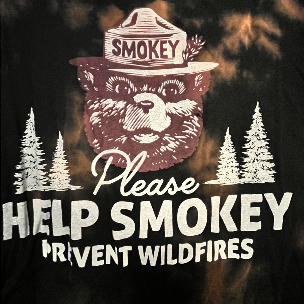 torrid Black and Brown Tie-Dye Smokey Bear Graphic Tee - Picture 2 of 3